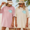 RodyThread Custom Seashell Bachelorette Party Oversized Doubled Size T-Shirt For Bridal Squad Coastal Chic Seafoam Green Cotton Graphic Tee Last Toast On The Coast Beach Bride Bridesmaid Favors Matching Group Outfits Seashells And Wedding Bells