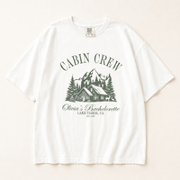 RodyThread Personalized Cabin Crew Matching Bachelorette Shirt Women's Oversized Graphic T-Shirt Outdoorsy Cottagecore Camp Bach Cotton Top Lake Tahoe Bridal Party Last Trail Before The Veil Bride Squad Tee