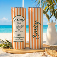 RodyThread Personalized Vacation Tumbler 20oz Skinny Tumbler Bridesmaid Proposal Gift Preppy Italian Summer Amalfi Coast Bachelorette Mint Green Striped Stainless Steel Custom Birthday Cruise Cup Party Last Toast on the Coast Decor