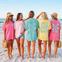 RodyThread Custom Seashell Bachelorette Party Oversized Doubled Size T-Shirt For Bridal Squad Coastal Chic Seafoam Green Cotton Graphic Tee Last Toast On The Coast Beach Bride Bridesmaid Favors Matching Group Outfits Seashells And Wedding Bells