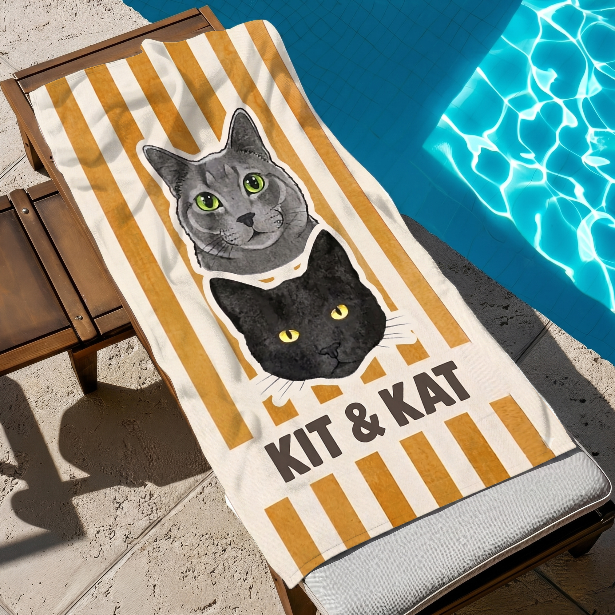 RodyThread Custom Personalized Pet Portrait Name Beach Towel for Dog Mom Cat Lovers Preppy Summer Cabana Stripe Aesthetic Colorful Microfiber Pool Swim Towel Matching Outfit Pet Stripe Towel Unique Gift Vacation Essentials 2026