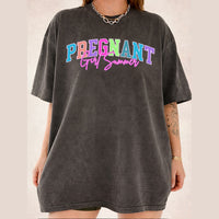 RodyThread Pregnant Girl Summer Shirt Graphic Tee For First Time Mom Preppy Retro Y2K Style Purple Cotton Blend Top Pregnant Wife Gift Baby Announcement Apparel Mothers Day Present Cute Maternity Casual Loose Fit Summer Clothes