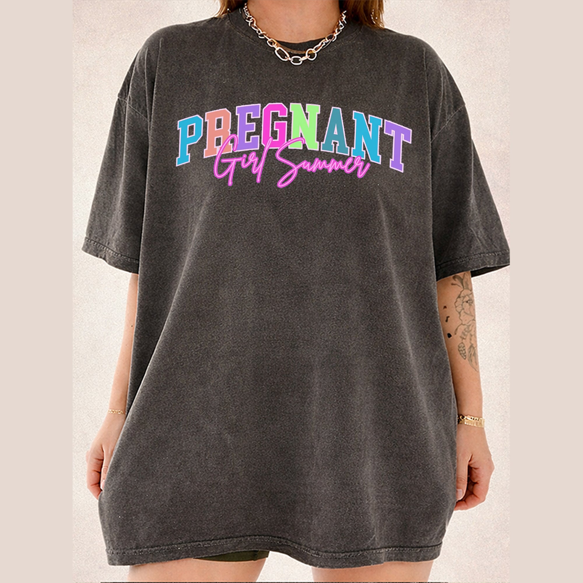 RodyThread Pregnant Girl Summer Shirt Graphic Tee For First Time Mom Preppy Retro Y2K Style Purple Cotton Blend Top Pregnant Wife Gift Baby Announcement Apparel Mothers Day Present Cute Maternity Casual Loose Fit Summer Clothes