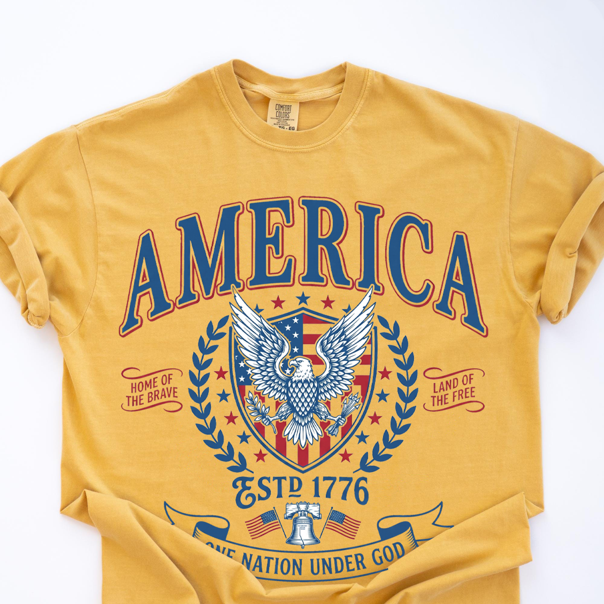 RodyThread Vintage America Patriotic Eagle Shirt USA Independence Day Tee Fourth of July Graphic Tee One Nation Under God Shirt Retro USA Gift Estd 1776 Cream Ivory T-Shirt American Flag Liberty Bell Oversized Aesthetic Men Women Casual Summer Top