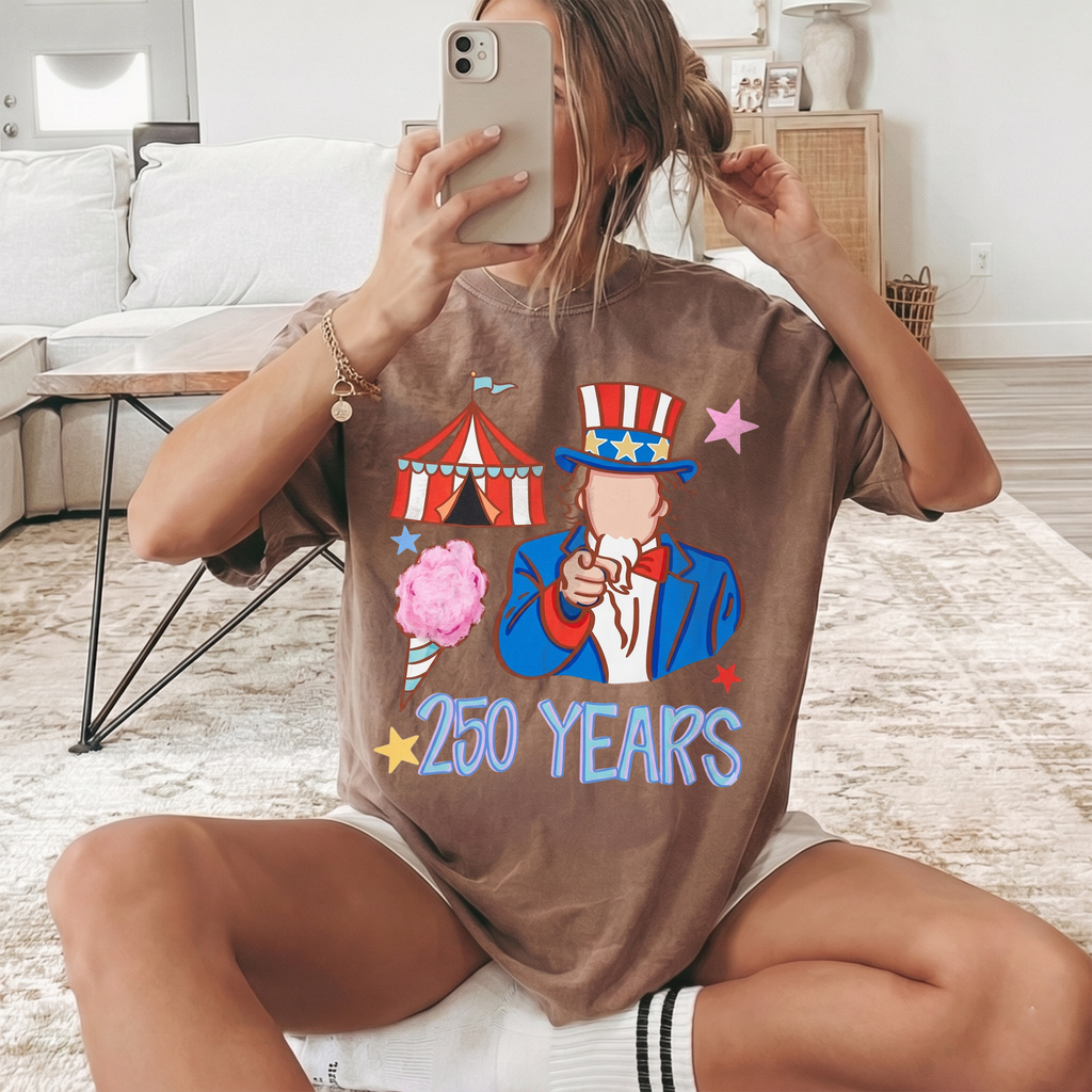 RodyThread Vintage Uncle Sam Patriotic 4th of July Graphic T-Shirt America 250 Years Semiquincentennial Independence Day Oversized Tee Cute USA Flag Star Retro Graphic Pink Shirt Women Top