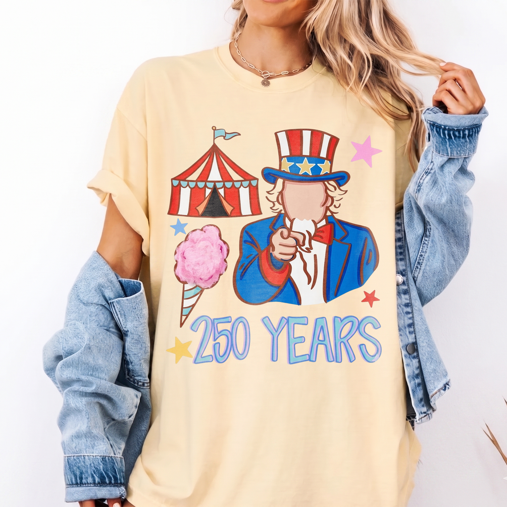 RodyThread Vintage Uncle Sam Patriotic 4th of July Graphic T-Shirt America 250 Years Semiquincentennial Independence Day Oversized Tee Cute USA Flag Star Retro Graphic Pink Shirt Women Top