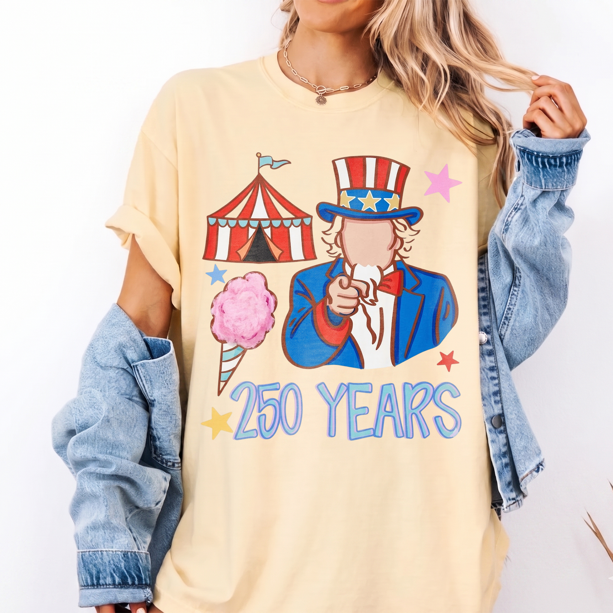 RodyThread Vintage Uncle Sam Patriotic 4th of July Graphic T-Shirt America 250 Years Semiquincentennial Independence Day Oversized Tee Cute USA Flag Star Retro Graphic Pink Shirt Women Top