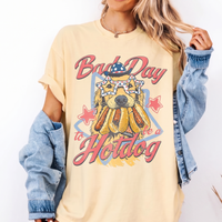 RodyThread Bad Day To Be A Hotdog Tshirt Funny Independence Day Shirt Golden Retriever 4th Of July Tee Cute 4th of July Dog Lover Gifts USA Patriotic Star Glasses Puppy Graphic T-Shirt Vintage Top for Women Men
