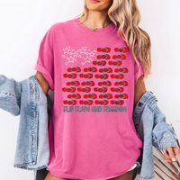 RodyThread USA Flag Flip Flops And Freedom Graphic T-Shirt Women 4th Of July Patriotic Shirts Summer Beach Vacation Tee Retro Vintage Aesthetic Casual Cotton Short Sleeve Top Independence Day Loose Crewneck Trendy Streetwear Fashion Outfits