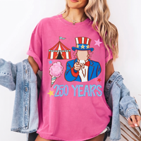RodyThread Vintage Uncle Sam Patriotic 4th of July Graphic T-Shirt America 250 Years Semiquincentennial Independence Day Oversized Tee Cute USA Flag Star Retro Graphic Pink Shirt Women Top