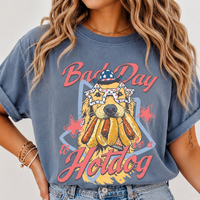 RodyThread Bad Day To Be A Hotdog Tshirt Funny Independence Day Shirt Golden Retriever 4th Of July Tee Cute 4th of July Dog Lover Gifts USA Patriotic Star Glasses Puppy Graphic T-Shirt Vintage Top for Women Men
