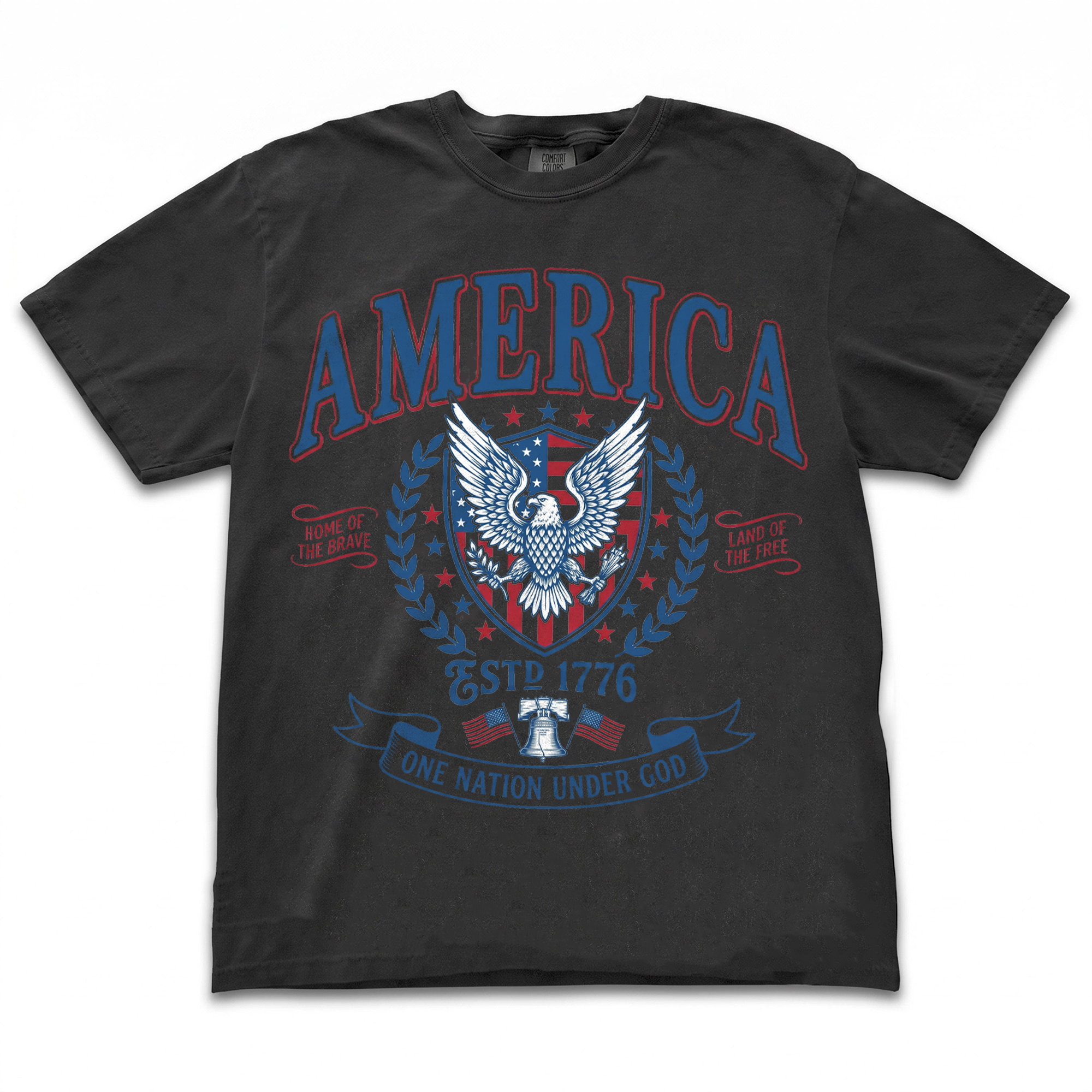 RodyThread Vintage America Patriotic Eagle Shirt USA Independence Day Tee Fourth of July Graphic Tee One Nation Under God Shirt Retro USA Gift Estd 1776 Cream Ivory T-Shirt American Flag Liberty Bell Oversized Aesthetic Men Women Casual Summer Top