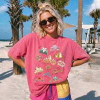 RodyThread Enchanted Tiara Design Shirt Women's Oversized Graphic T-Shirt Vintage Tiara Collection Aesthetic Tee Coquette Dreamy Fairytale Vacation Outfit Soft Cotton Princess Crown Shirt Magic Theme Park Loose Fit Summer Casual Basic Top