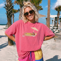 RodyThread Funny Dachshund Hot Dog Graphic T-Shirt Unisex Retro Summer Vacation Beach Vintage Casual Olive Green Cotton Tee Wiener Dog Lover Gift Sausage Dog Novelty Humor Patriotic 4th of July Apparel Top For Dog Moms And Dads