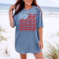 RodyThread USA Flag Flip Flops And Freedom Graphic T-Shirt Women 4th Of July Patriotic Shirts Summer Beach Vacation Tee Retro Vintage Aesthetic Casual Cotton Short Sleeve Top Independence Day Loose Crewneck Trendy Streetwear Fashion Outfits