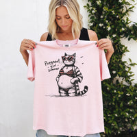 RodyThread Funny Pregnant Girl Summer Cat Meme Graphic T-Shirt for Expecting Moms Casual Beach Vacation Aesthetic White Cotton Maternity Tee Cute Mom To Be Gift Novelty Pregnancy Announcement Top Trendy Ladies Summer Clothes