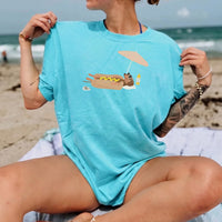 RodyThread Funny Dachshund Hot Dog Graphic T-Shirt Unisex Retro Summer Vacation Beach Vintage Casual Olive Green Cotton Tee Wiener Dog Lover Gift Sausage Dog Novelty Humor Patriotic 4th of July Apparel Top For Dog Moms And Dads