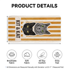 Product details graphic showing dimensions and icons for breathable, soft, comfortable, and fast-drying beach towel fabric.