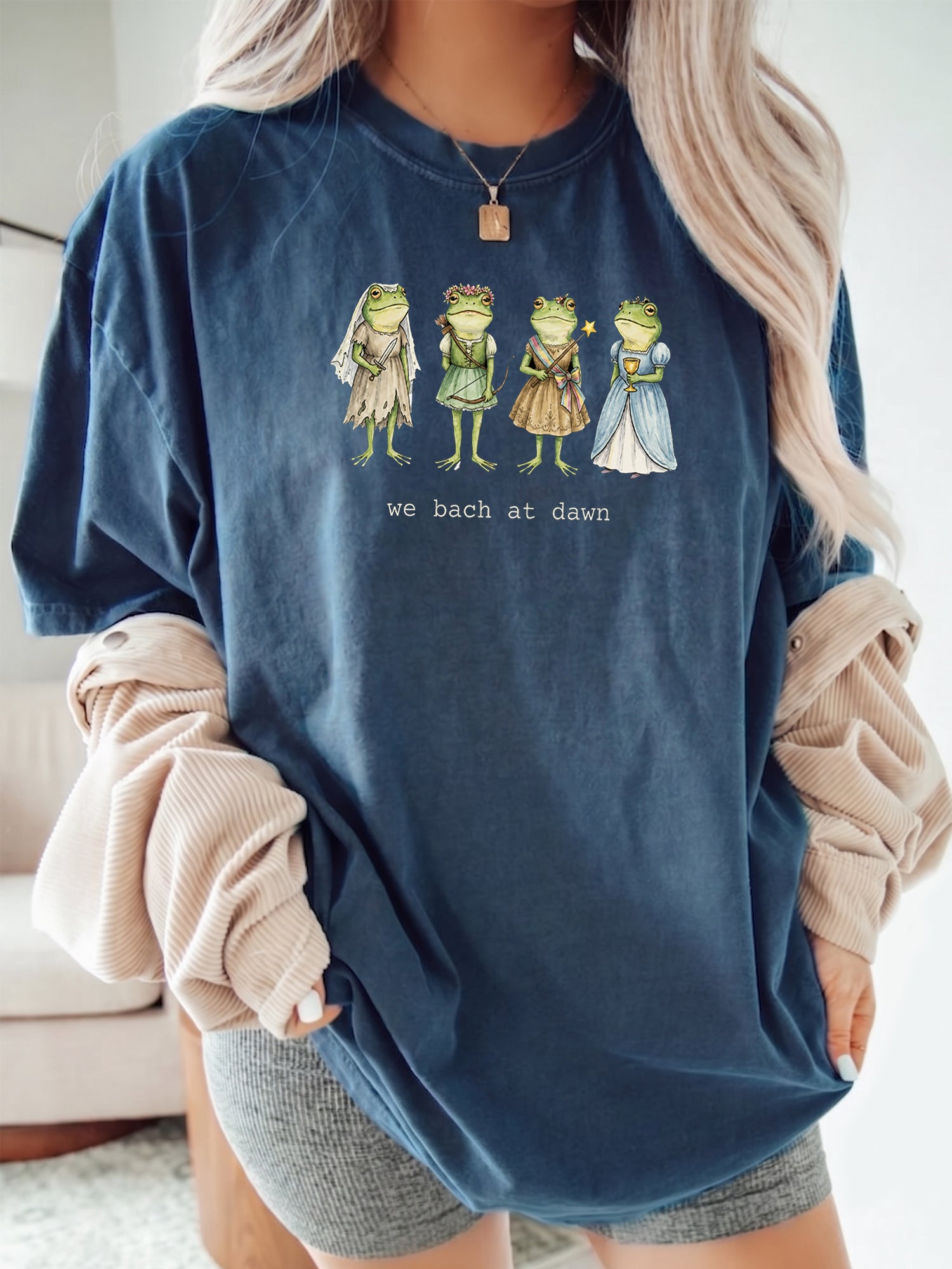 RodyThread Funny We Bach At Dawn Medieval Frog Bachelorette T-Shirt For Women Bridal Party Goblincore Ren Faire Vintage Wash Cotton Tee Whimsical Fairycore Unhinged Bach Matching Bridesmaid Shirt Last Knight Out
