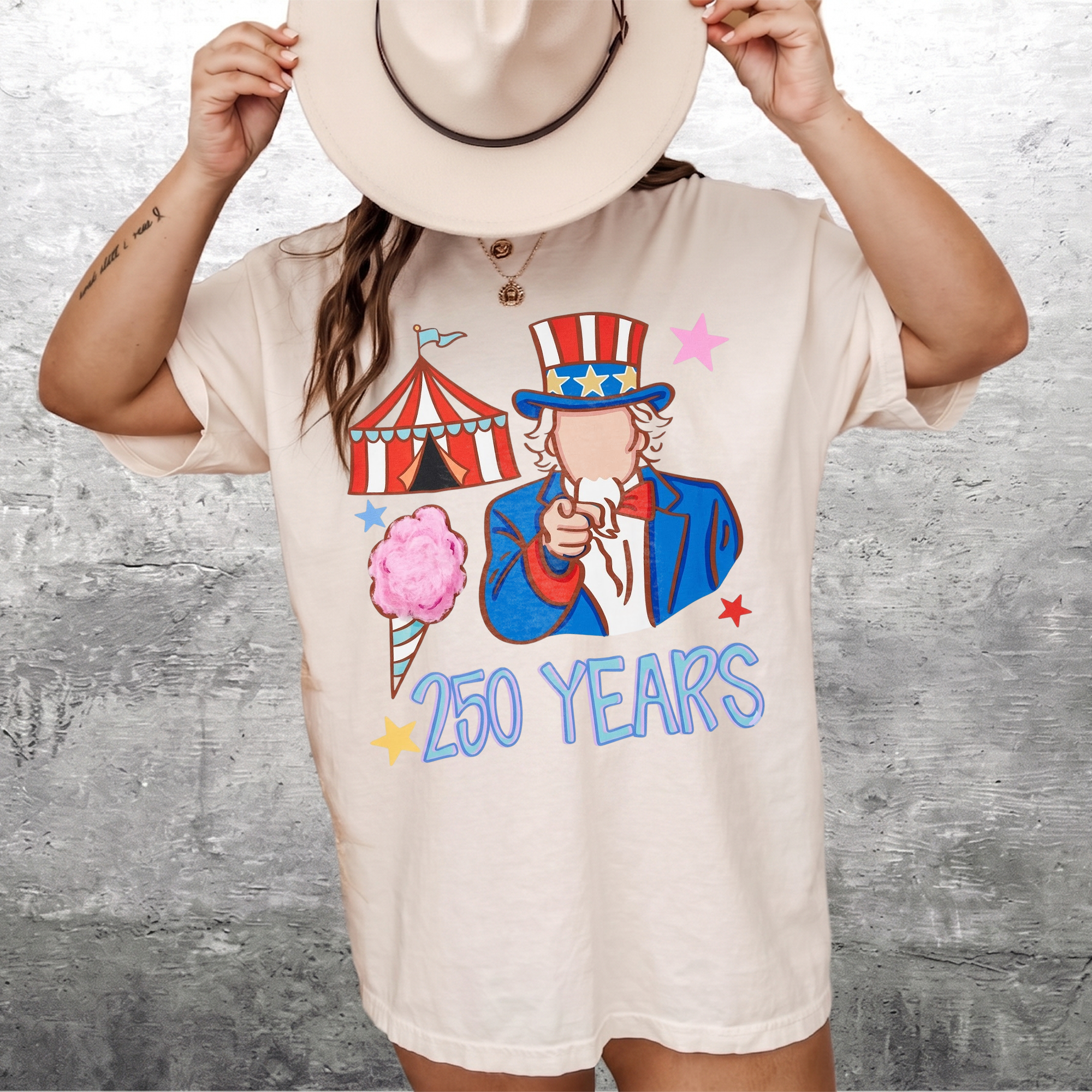 RodyThread Vintage Uncle Sam Patriotic 4th of July Graphic T-Shirt America 250 Years Semiquincentennial Independence Day Oversized Tee Cute USA Flag Star Retro Graphic Pink Shirt Women Top