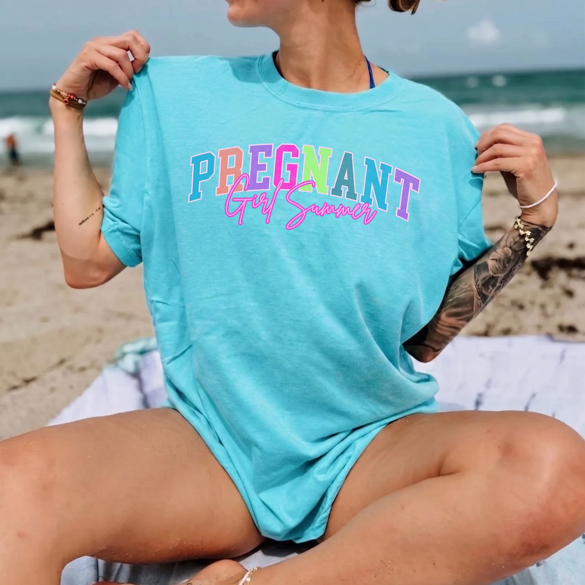 RodyThread Pregnant Girl Summer Shirt Graphic Tee For First Time Mom Preppy Retro Y2K Style Purple Cotton Blend Top Pregnant Wife Gift Baby Announcement Apparel Mothers Day Present Cute Maternity Casual Loose Fit Summer Clothes
