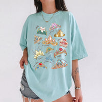 RodyThread Enchanted Tiara Design Shirt Women's Oversized Graphic T-Shirt Vintage Tiara Collection Aesthetic Tee Coquette Dreamy Fairytale Vacation Outfit Soft Cotton Princess Crown Shirt Magic Theme Park Loose Fit Summer Casual Basic Top