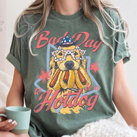 RodyThread Bad Day To Be A Hotdog Tshirt Funny Independence Day Shirt Golden Retriever 4th Of July Tee Cute 4th of July Dog Lover Gifts USA Patriotic Star Glasses Puppy Graphic T-Shirt Vintage Top for Women Men