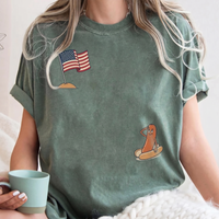 RodyThread Hotdog Salute 4th of July Patriotic Meme Oversized Graphic T-Shirt For Women Preppy Retro Casual Pink Cotton Blend Funny Summer BBQ Independence Day Tee Humorous USA Flag Novelty Top Vintage Wash Y2K Aesthetic Apparel Festival Wear