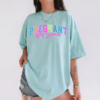 RodyThread Pregnant Girl Summer Shirt Graphic Tee For First Time Mom Preppy Retro Y2K Style Purple Cotton Blend Top Pregnant Wife Gift Baby Announcement Apparel Mothers Day Present Cute Maternity Casual Loose Fit Summer Clothes