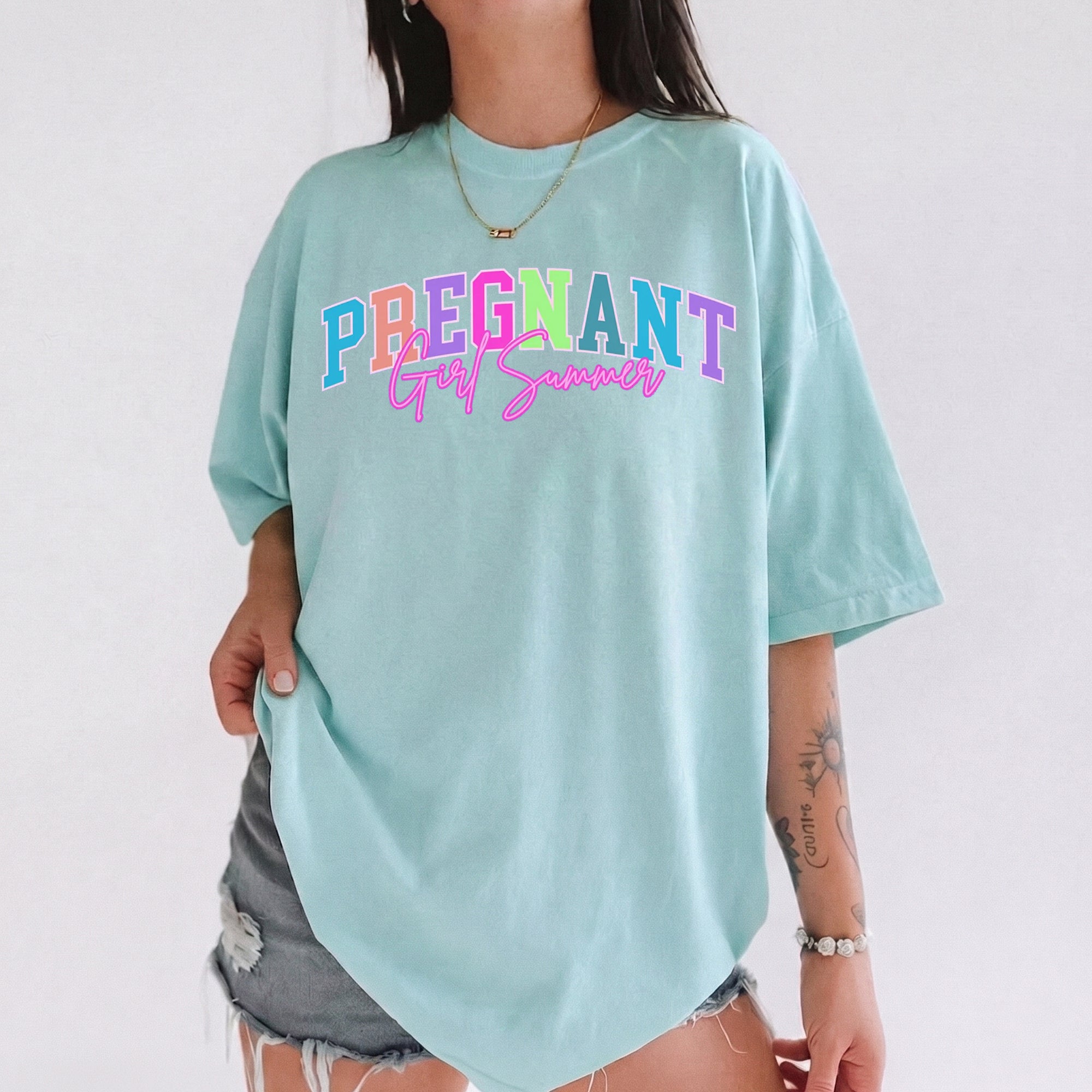 RodyThread Pregnant Girl Summer Shirt Graphic Tee For First Time Mom Preppy Retro Y2K Style Purple Cotton Blend Top Pregnant Wife Gift Baby Announcement Apparel Mothers Day Present Cute Maternity Casual Loose Fit Summer Clothes