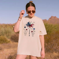 RodyThread USA 250th Anniversary Floral T-Shirt Vintage America 1776-2026 Graphic Tee Patriotic Red White Blue Flower Faith Freedom Pride Sage Green TShirt 4th of July Independence Day Semiquincentennial Women Men Aesthetic Cute Short Sleeve Top