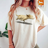 RodyThread Cute Running Dog Graphic Oversized T-Shirt For Women Trendy Vintage Aesthetic Soft Baggy Cotton Cream Tee Casual Streetwear Top Dog Lover Gift Perfect For Dog Walking Outfit Stylish Loose Fit Summer Short Sleeve