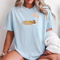 RodyThread Funny Dachshund Hot Dog Graphic T-Shirt Unisex Retro Summer Vacation Beach Vintage Casual Olive Green Cotton Tee Wiener Dog Lover Gift Sausage Dog Novelty Humor Patriotic 4th of July Apparel Top For Dog Moms And Dads