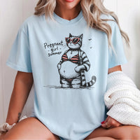 RodyThread Funny Pregnant Girl Summer Cat Meme Graphic T-Shirt for Expecting Moms Casual Beach Vacation Aesthetic White Cotton Maternity Tee Cute Mom To Be Gift Novelty Pregnancy Announcement Top Trendy Ladies Summer Clothes
