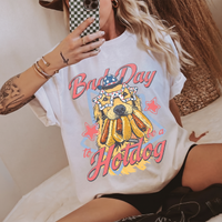 RodyThread Bad Day To Be A Hotdog Tshirt Funny Independence Day Shirt Golden Retriever 4th Of July Tee Cute 4th of July Dog Lover Gifts USA Patriotic Star Glasses Puppy Graphic T-Shirt Vintage Top for Women Men