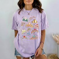 RodyThread Enchanted Tiara Design Shirt Women's Oversized Graphic T-Shirt Vintage Tiara Collection Aesthetic Tee Coquette Dreamy Fairytale Vacation Outfit Soft Cotton Princess Crown Shirt Magic Theme Park Loose Fit Summer Casual Basic Top