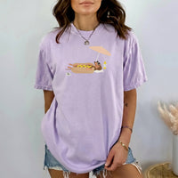 RodyThread Funny Dachshund Hot Dog Graphic T-Shirt Unisex Retro Summer Vacation Beach Vintage Casual Olive Green Cotton Tee Wiener Dog Lover Gift Sausage Dog Novelty Humor Patriotic 4th of July Apparel Top For Dog Moms And Dads
