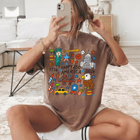 RodyThread Happy 250 America Shirt 1776 to 2026 USA Eagle Doodle Graphic Art Tee July 4th Independence Day Sweatshirt & USA Icons T Shirt for Women Men Cute Fourth of July Semiquincentennial Patriotic Oversized T-Shirt
