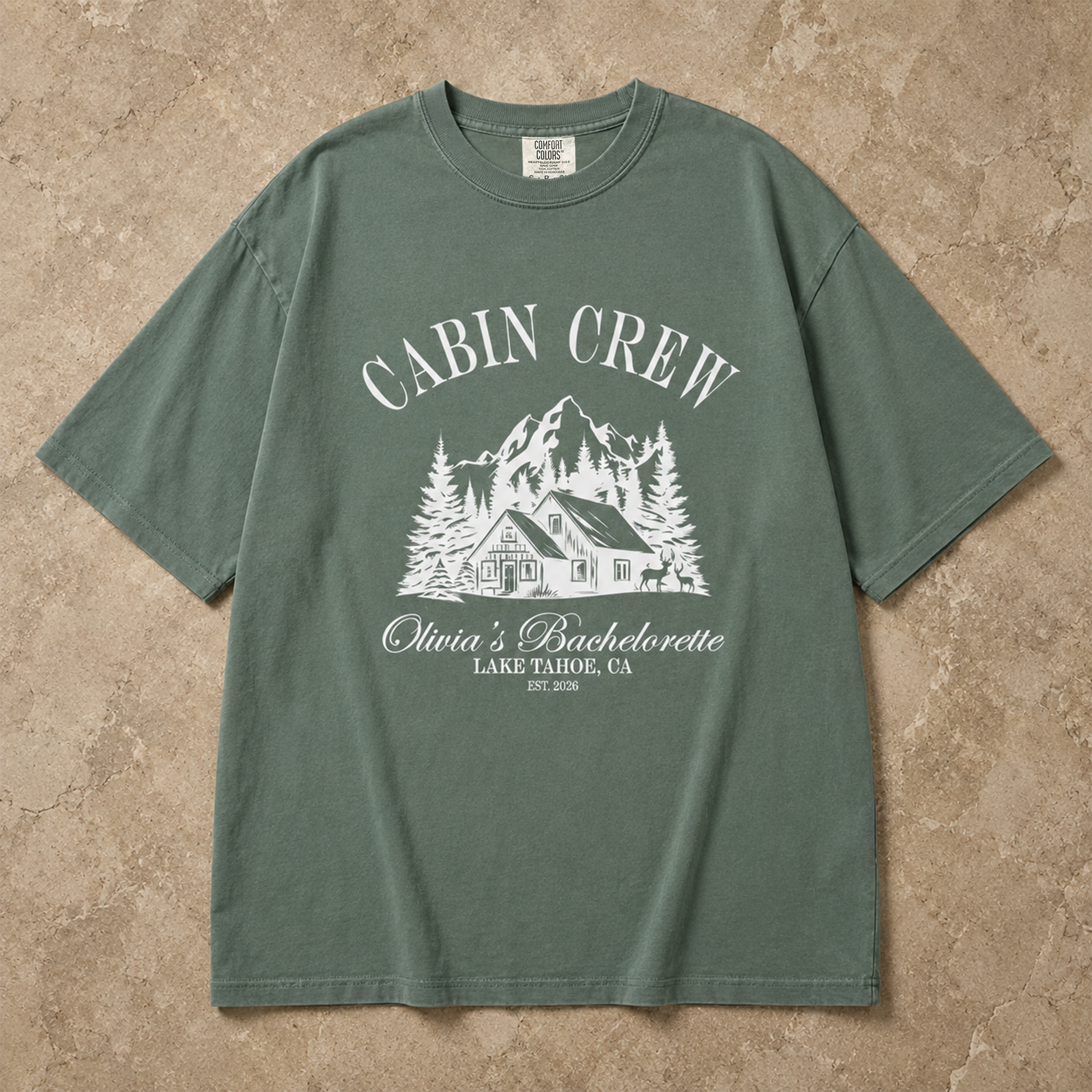 RodyThread Personalized Cabin Crew Matching Bachelorette Shirt Women's Oversized Graphic T-Shirt Outdoorsy Cottagecore Camp Bach Cotton Top Lake Tahoe Bridal Party Last Trail Before The Veil Bride Squad Tee