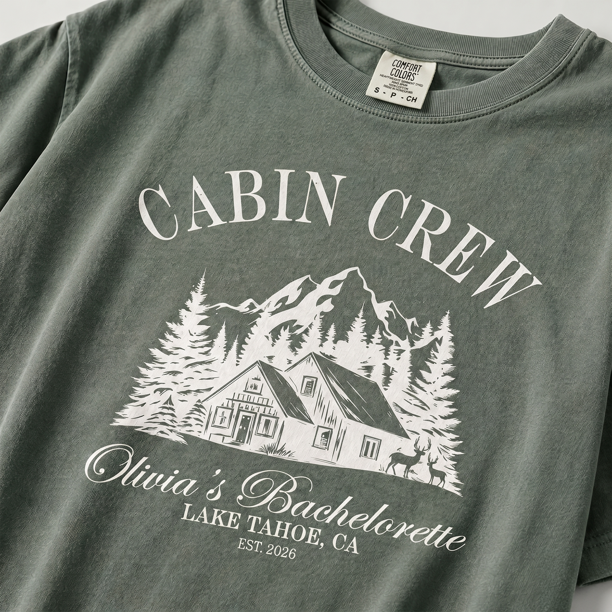 RodyThread Personalized Cabin Crew Matching Bachelorette Shirt Women's Oversized Graphic T-Shirt Outdoorsy Cottagecore Camp Bach Cotton Top Lake Tahoe Bridal Party Last Trail Before The Veil Bride Squad Tee