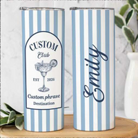 RodyThread Personalized Vacation Tumbler 20oz Skinny Tumbler Bridesmaid Proposal Gift Preppy Italian Summer Amalfi Coast Bachelorette Mint Green Striped Stainless Steel Custom Birthday Cruise Cup Party Last Toast on the Coast Decor