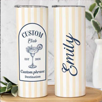 RodyThread Personalized Vacation Tumbler 20oz Skinny Tumbler Bridesmaid Proposal Gift Preppy Italian Summer Amalfi Coast Bachelorette Mint Green Striped Stainless Steel Custom Birthday Cruise Cup Party Last Toast on the Coast Decor
