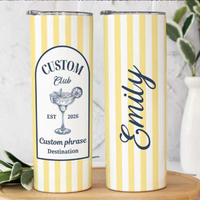RodyThread Personalized Vacation Tumbler 20oz Skinny Tumbler Bridesmaid Proposal Gift Preppy Italian Summer Amalfi Coast Bachelorette Mint Green Striped Stainless Steel Custom Birthday Cruise Cup Party Last Toast on the Coast Decor