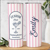 RodyThread Personalized Vacation Tumbler 20oz Skinny Tumbler Bridesmaid Proposal Gift Preppy Italian Summer Amalfi Coast Bachelorette Mint Green Striped Stainless Steel Custom Birthday Cruise Cup Party Last Toast on the Coast Decor