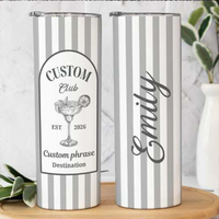 RodyThread Personalized Vacation Tumbler 20oz Skinny Tumbler Bridesmaid Proposal Gift Preppy Italian Summer Amalfi Coast Bachelorette Mint Green Striped Stainless Steel Custom Birthday Cruise Cup Party Last Toast on the Coast Decor