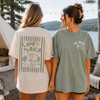 RodyThread Custom Camp Bachelorette Oversized T-Shirt Bridesmaids & Bridal Party Retro Vintage Lake Cabin Vibe Cotton Girls Trip Matching Vacation Outfit Lake Weekend Tee Mountain Bride Custom Camp Bach Shirt