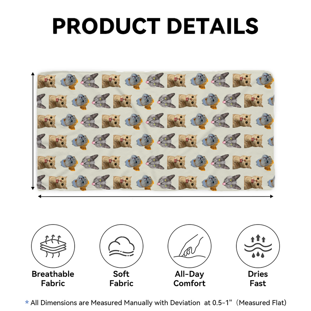 RodyThread Custom Pet Face Pattern Beach Towel For Dog Moms Preppy Aesthetic Sage Green Microfiber Personalized Puppy Portrait Pool Blanket Summer Vacation Essentials Funny Personalized Gift For Animal Lovers Custom Pet Patern Beach Towel