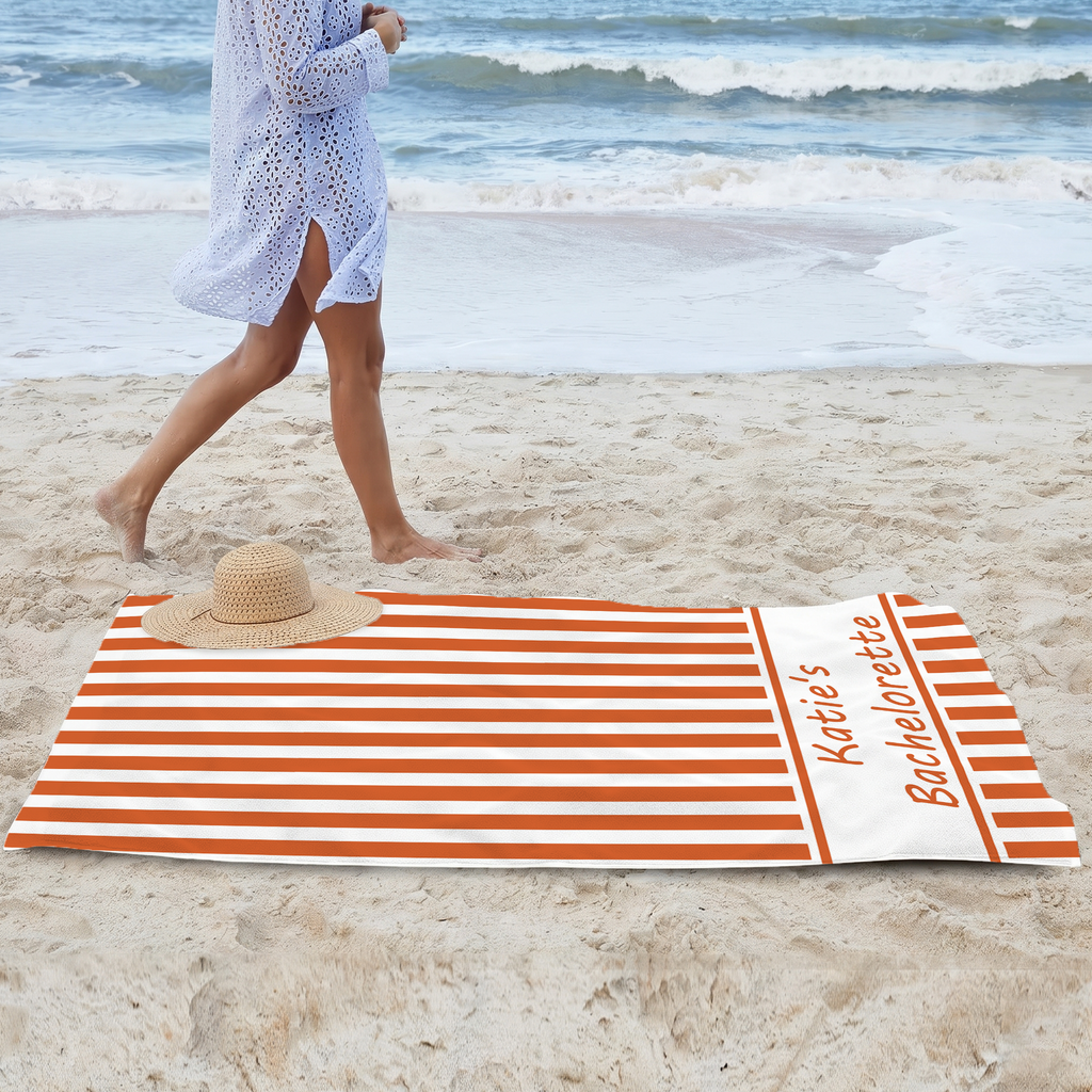 RodyThread Custom Name Striped Beach Towel For Women Bride And Bridesmaids Preppy Coastal Cabana Blue And White Pool Towel Vacation Gift Personalized Color Bachelorette Party Favors Summer Beach Girls Trip Accessories Decor