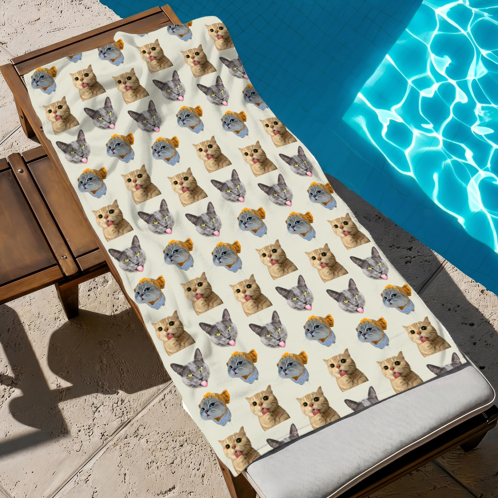 RodyThread Custom Pet Face Pattern Beach Towel For Dog Moms Preppy Aesthetic Sage Green Microfiber Personalized Puppy Portrait Pool Blanket Summer Vacation Essentials Funny Personalized Gift For Animal Lovers Custom Pet Patern Beach Towel