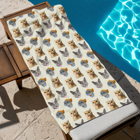 RodyThread Custom Pet Face Pattern Beach Towel For Dog Moms Preppy Aesthetic Sage Green Microfiber Personalized Puppy Portrait Pool Blanket Summer Vacation Essentials Funny Personalized Gift For Animal Lovers Custom Pet Patern Beach Towel